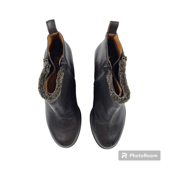 Lucky Brand Brown Leather Faux Fur Wedge Ankle Boot - Picture 2 of 11